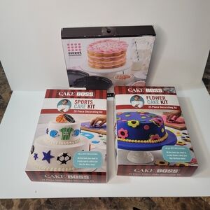 Cake Boss Sports and Flower Cake Kit Set - Blue, Purple, White